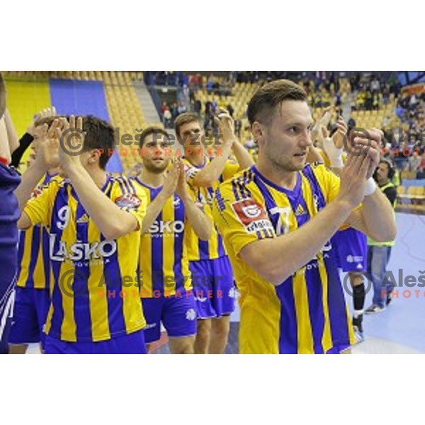 Luka Zvizej at handball match Celje Pivovarna Lasko-Rhein Neckar Lowen in EHF Champions league, played in Zlatorog Hall, Celje, Slovenia on November 23, 2014