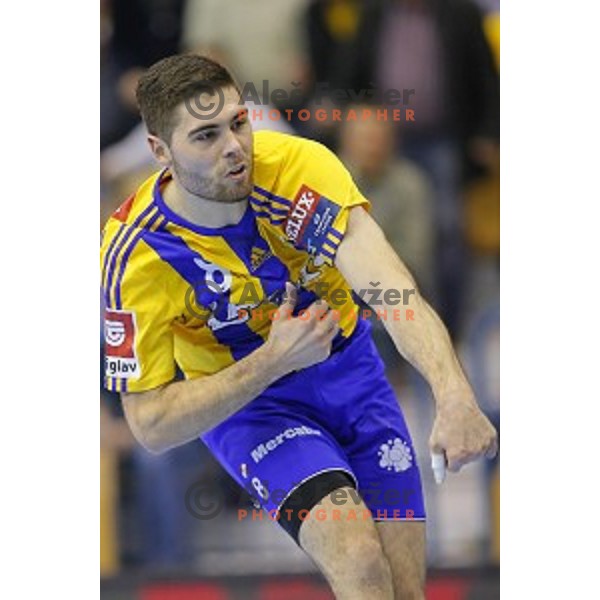 Blaz Janc at handball match Celje Pivovarna Lasko-Rhein Neckar Lowen in EHF Champions league, played in Zlatorog Hall, Celje, Slovenia on November 23, 2014