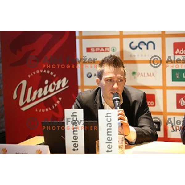 Anze Blazic during KZS press conference for upcoming All star game. Conference was taken place in brewery Union in Ljubljana, Slovenia on December 3, 2014