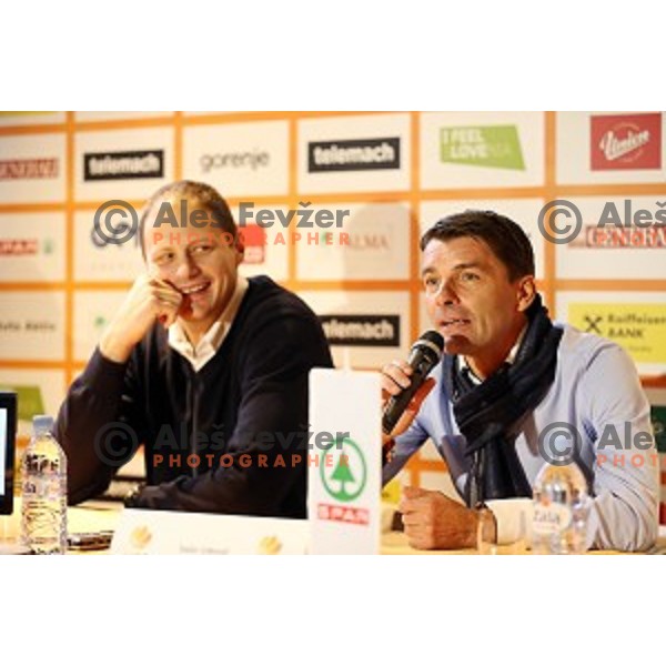 Raso Nesterovic, Saso Udovic during KZS press conference for upcoming All star game. Conference was taken place in brewery Union in Ljubljana, Slovenia on December 3, 2014
