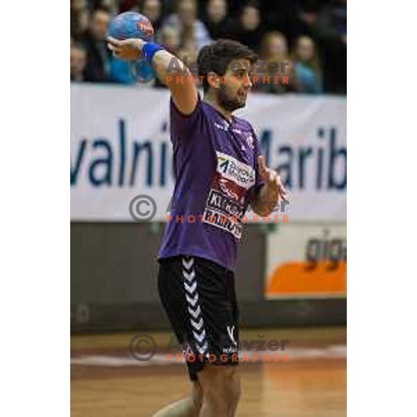 Ante Kaleb in action during handball match Maribor Branik - Celje pivovarna Lasko, Maribor 3.12.2014, Tabor Hall