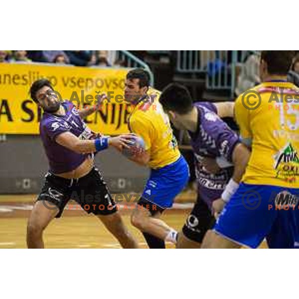 Ante Kaleb, David Miklavcic in action during handball match Maribor Branik - Celje pivovarna Lasko, Maribor 3.12.2014, Tabor Hall