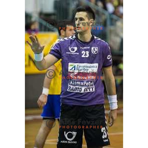 Igor Zabic in action during handball match Maribor Branik - Celje pivovarna Lasko, Maribor 3.12.2014, Tabor Hall