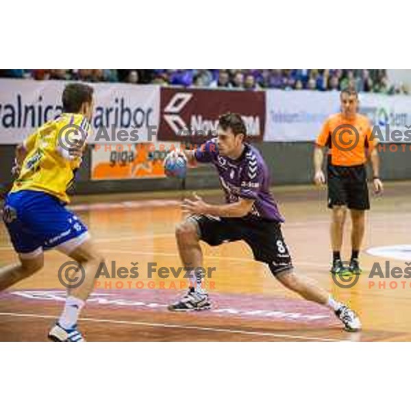 Nikola Spelic in action during handball match Maribor Branik - Celje pivovarna Lasko, Maribor 3.12.2014, Tabor Hall