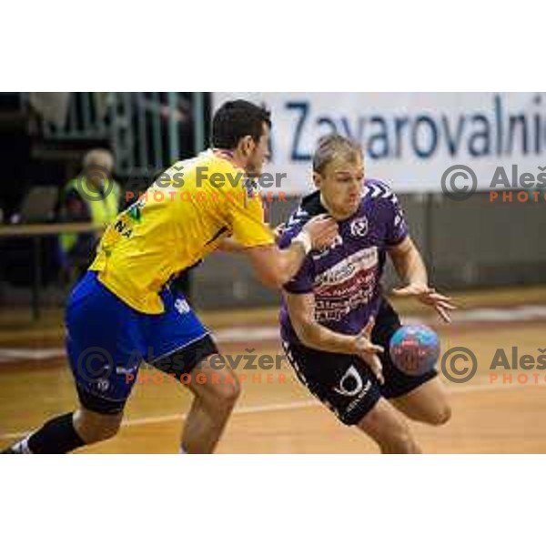 Ziga Mlakar in action during handball match Maribor Branik - Celje pivovarna Lasko, Maribor 3.12.2014, Tabor Hall