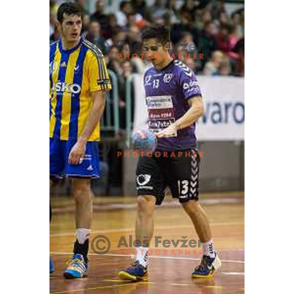 Tadej Sok in action during handball match Maribor Branik - Celje pivovarna Lasko, Maribor 3.12.2014, Tabor Hall