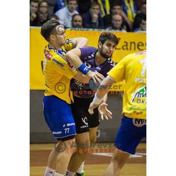 Ante Kaleb in action during handball match Maribor Branik - Celje pivovarna Lasko, Maribor 3.12.2014, Tabor Hall