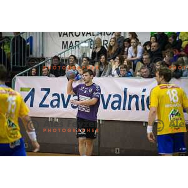 in action during handball match Maribor Branik - Celje pivovarna Lasko, Maribor 3.12.2014, Tabor Hall