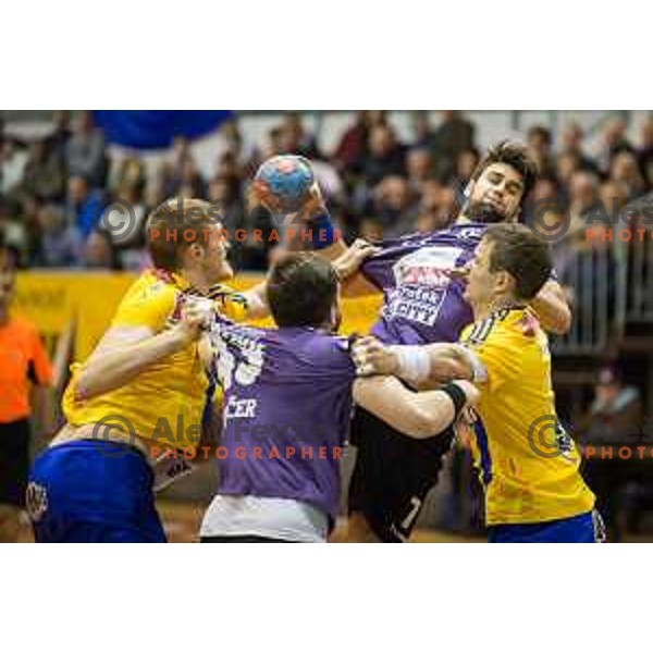 Ante Kaleb in action during handball match Maribor Branik - Celje pivovarna Lasko, Maribor 3.12.2014, Tabor Hall