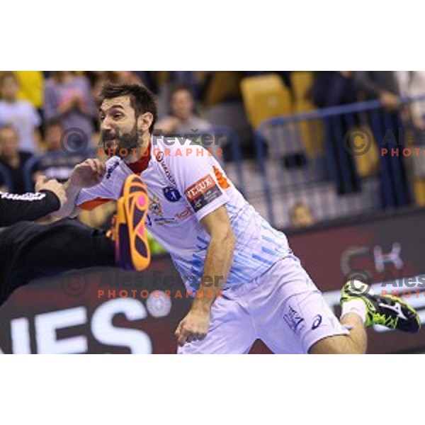 in action during handball match Celje Pivovarna Lasko-Montpellier in EHF Men\'s Champions League, played in Zlatorog Hall, Celje, Slovenia on December 6,2014