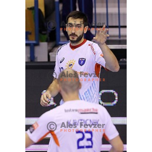 in action during handball match Celje Pivovarna Lasko-Montpellier in EHF Men\'s Champions League, played in Zlatorog Hall, Celje, Slovenia on December 6,2014