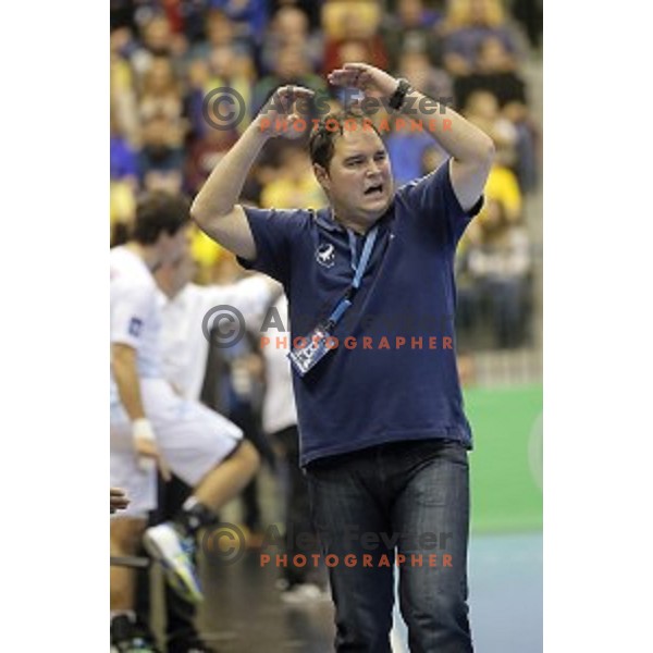 in action during handball match Celje Pivovarna Lasko-Montpellier in EHF Men\'s Champions League, played in Zlatorog Hall, Celje, Slovenia on December 6,2014