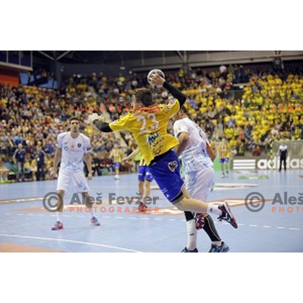 in action during handball match Celje Pivovarna Lasko-Montpellier in EHF Men\'s Champions League, played in Zlatorog Hall, Celje, Slovenia on December 6,2014