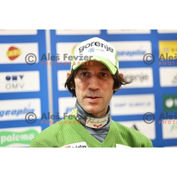 Primoz Peterka after first slovene woman with victory in World Cup Ski jumping event during press conference in Ljubljana, on December 8, 2014