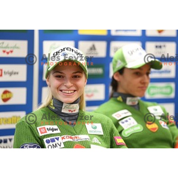 Spela Rogelj, first slovene woman with victory in World Cup Ski jumping event during press conference in Ljubljana, on December 8, 2014