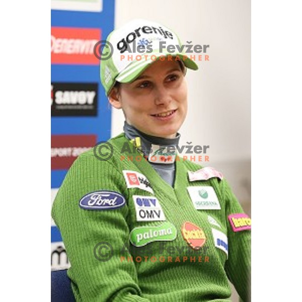 Spela Rogelj, first slovene woman with victory in World Cup Ski jumping event during press conference in Ljubljana, on December 8, 2014