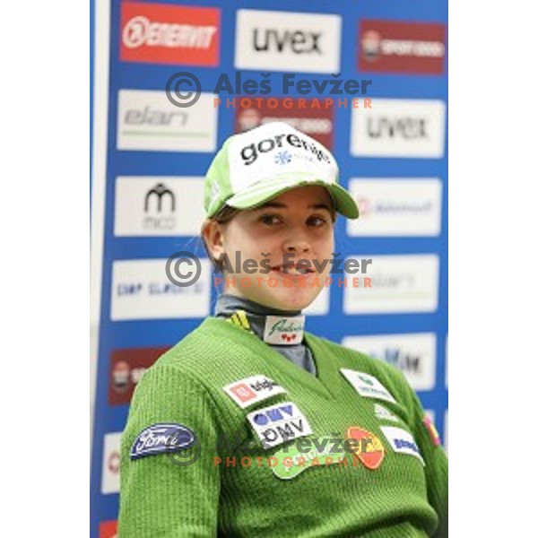 Spela Rogelj, first slovene woman with victory in World Cup Ski jumping event during press conference in Ljubljana, on December 8, 2014