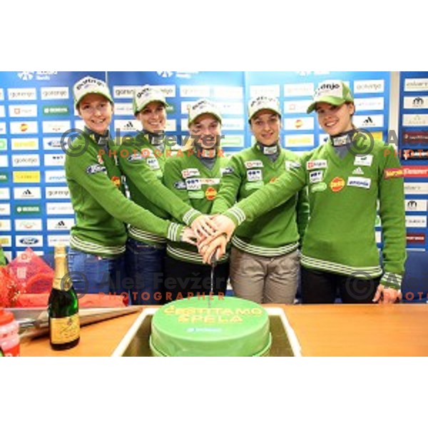 Spela Rogelj, first slovene woman with victory in World Cup Ski jumping event during press conference in Ljubljana, on December 8, 2014