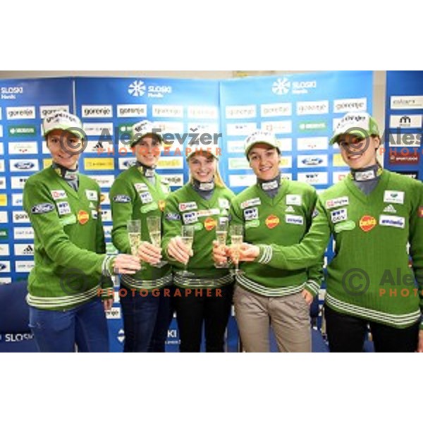 Spela Rogelj, first slovene woman with victory in World Cup Ski jumping event during press conference in Ljubljana, on December 8, 2014