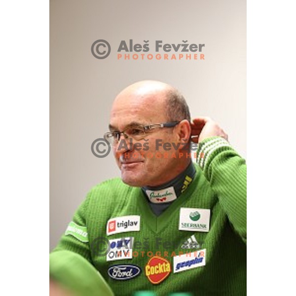 Stane Baloh, head coach of Slovenia after first slovene woman with victory in World Cup Ski jumping event during press conference in Ljubljana, on December 8, 2014