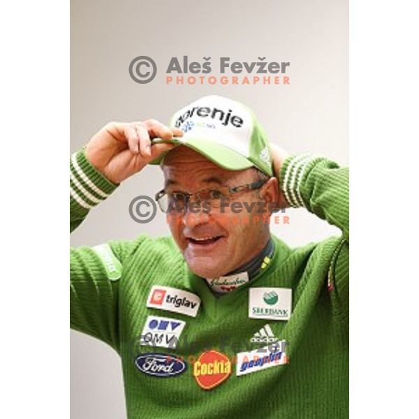 Stane Baloh, head coach of Slovenia after first slovene woman with victory in World Cup Ski jumping event during press conference in Ljubljana, on December 8, 2014