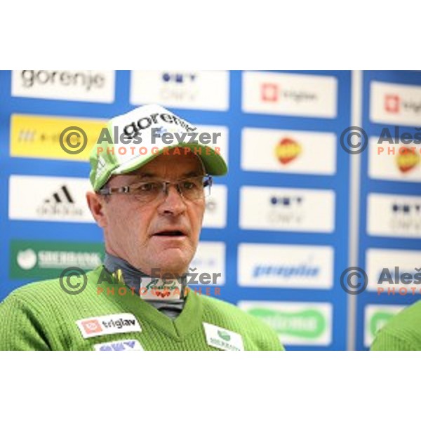 Stane Baloh, head coach of Slovenia after first slovene woman with victory in World Cup Ski jumping event during press conference in Ljubljana, on December 8, 2014
