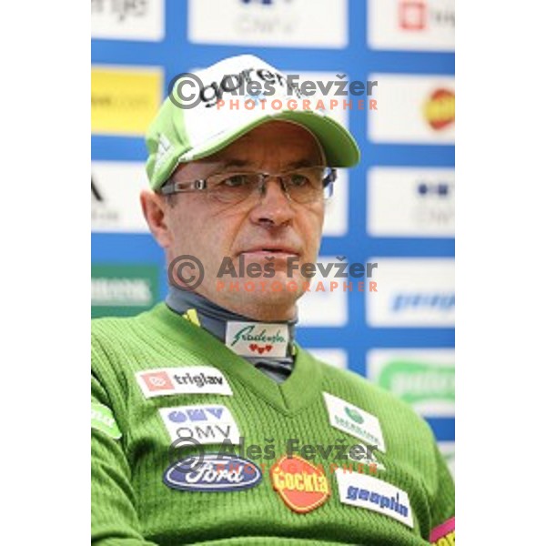 Stane Baloh, head coach of Slovenia after first slovene woman with victory in World Cup Ski jumping event during press conference in Ljubljana, on December 8, 2014