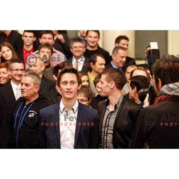 Peter Prevc during meeting of best Slovenian sportsman and sportswoman before Slovenian sportsman of the year 2014 awards at Gala night in Cankar Hall on December 9, 2014, Ljubljana, Slovenia
