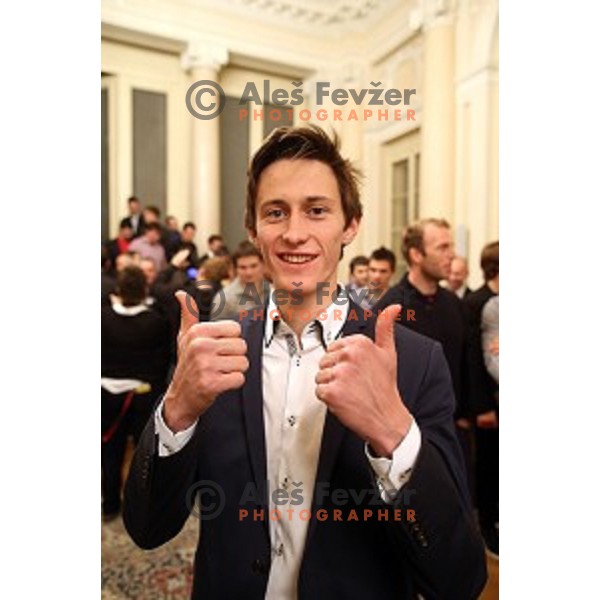 Peter Prevc during meeting of best Slovenian sportsman and sportswoman before Slovenian sportsman of the year 2014 awards at Gala night in Cankar Hall on December 9, 2014, Ljubljana, Slovenia