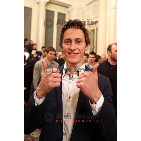 Peter Prevc during meeting of best Slovenian sportsman and sportswoman before Slovenian sportsman of the year 2014 awards at Gala night in Cankar Hall on December 9, 2014, Ljubljana, Slovenia