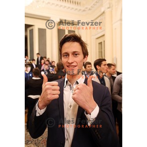 Peter Prevc during meeting of best Slovenian sportsman and sportswoman before Slovenian sportsman of the year 2014 awards at Gala night in Cankar Hall on December 9, 2014, Ljubljana, Slovenia