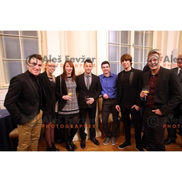 Borut Pahor, President of Slovenia meets best Slovenian sportsman and sportswoman before Slovenian sportsman of the year 2014 awards at Gala night in Cankar Hall on December 9, 2014, Ljubljana, Slovenia