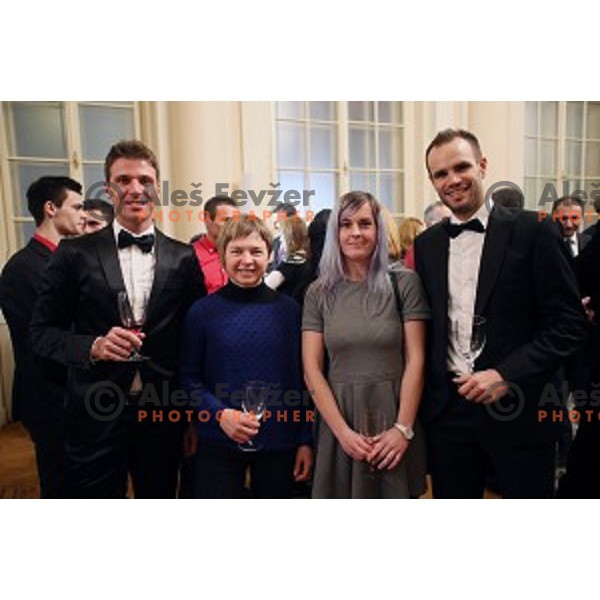 Borut Pahor, President of Slovenia meets best Slovenian sportsman and sportswoman before Slovenian sportsman of the year 2014 awards at Gala night in Cankar Hall on December 9, 2014, Ljubljana, Slovenia