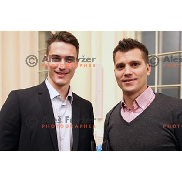 Ziga Pavlin and Marcel Rodman during meeting of best Slovenian sportsman and sportswoman before Slovenian sportsman of the year 2014 awards at Gala night in Cankar Hall on December 9, 2014, Ljubljana, Slovenia