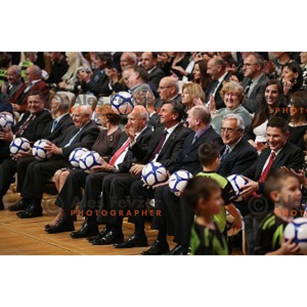 Janez Kocijancic, Borut Pahor at Slovenian sportsman of the year 2014 awards during Gala night in Cankar Hall on December 9, 2014, Ljubljana, Slovenia