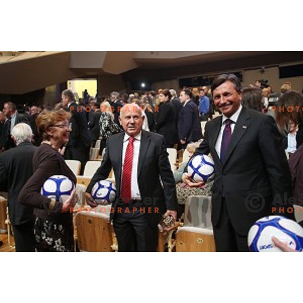 Janez Kocijancic, Borut Pahor at Slovenian sportsman of the year 2014 awards during Gala night in Cankar Hall on December 9, 2014, Ljubljana, Slovenia