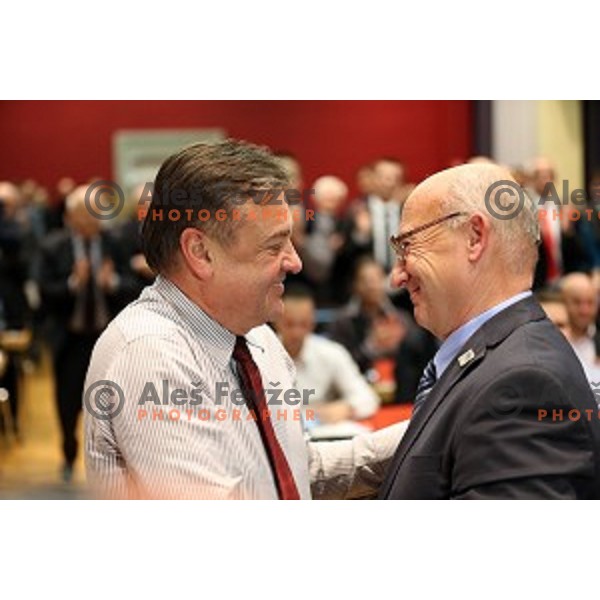 Zoran Jankovic, runner-up and Bogdan Gabrovec, new president of Slovenian Olympic Committee after election on General Assembly of OKS in hotel Union, Ljubljana on December 16, 2014