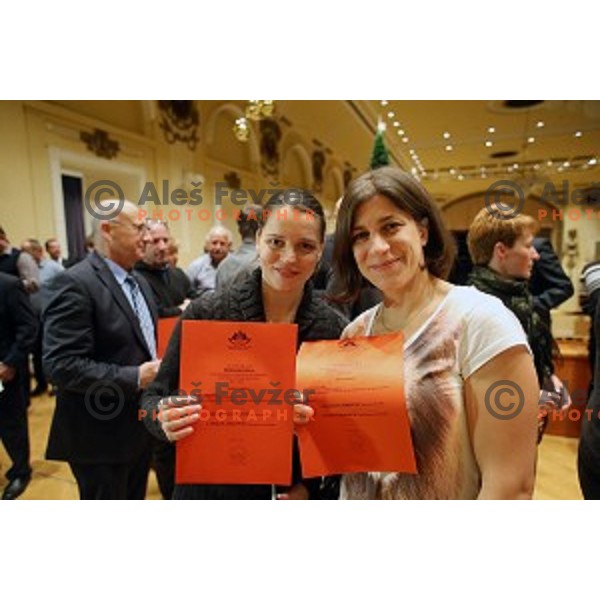 Maja Tvrdy and Rasa Sraka at General Assembly of OKS in hotel Union, Ljubljana on December 16, 2014