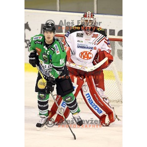 of Telemach Olimpija in action during EBEL League Season 2014/15 ice-hockey match between HDD Telemach Olimpija and KAC, played in Tivoli Hall, Ljubljana, Slovenia, December 16, 2014