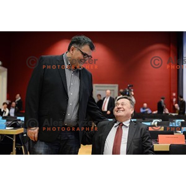 Goran Cvijic and Zoran Jankovic at General Assembly of OKS in hotel Union, Ljubljana on December 16, 2014