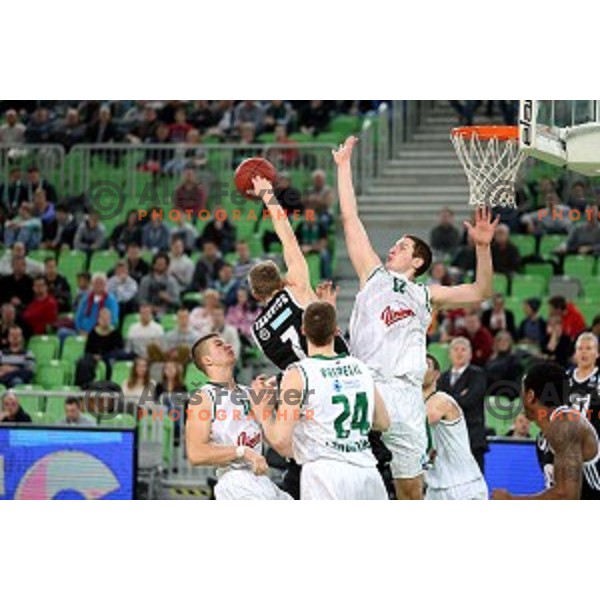 Vasilije Vucetic of Union Olimpija in action during EuroCup basketball match between Union Olimpija Ljubljana (SLO) and VEF Riga (LAT), played in Stozice, Ljubljana, Slovenia on December 17, 2014
