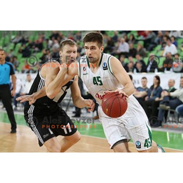 Halil Kanacevic of Union Olimpija in action during EuroCup basketball match between Union Olimpija Ljubljana (SLO) and VEF Riga (LAT), played in Stozice, Ljubljana, Slovenia on December 17, 2014