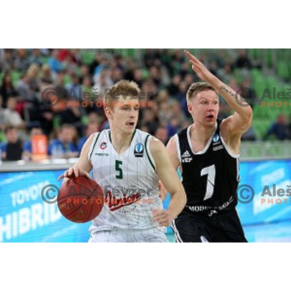 Luka Rupnik of Union Olimpija in action during EuroCup basketball match between Union Olimpija Ljubljana (SLO) and VEF Riga (LAT), played in Stozice, Ljubljana, Slovenia on December 17, 2014