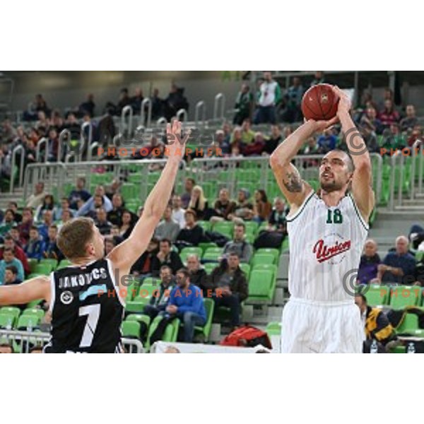 Hristo Nikolov of Union Olimpija in action during EuroCup basketball match between Union Olimpija Ljubljana (SLO) and VEF Riga (LAT), played in Stozice, Ljubljana, Slovenia on December 17, 2014