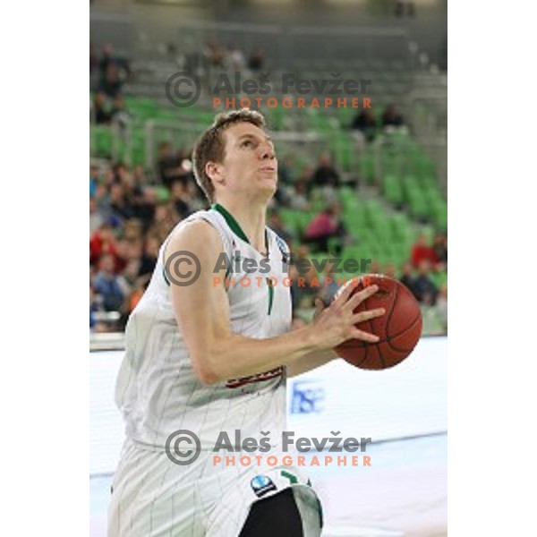 Gregor Hrovat of Union Olimpija in action during EuroCup basketball match between Union Olimpija Ljubljana (SLO) and VEF Riga (LAT), played in Stozice, Ljubljana, Slovenia on December 17, 2014