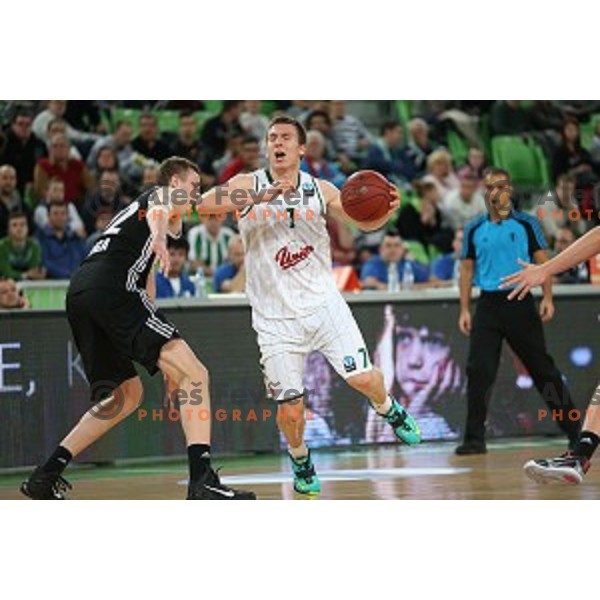 Gregor Hrovat of Union Olimpija in action during EuroCup basketball match between Union Olimpija Ljubljana (SLO) and VEF Riga (LAT), played in Stozice, Ljubljana, Slovenia on December 17, 2014