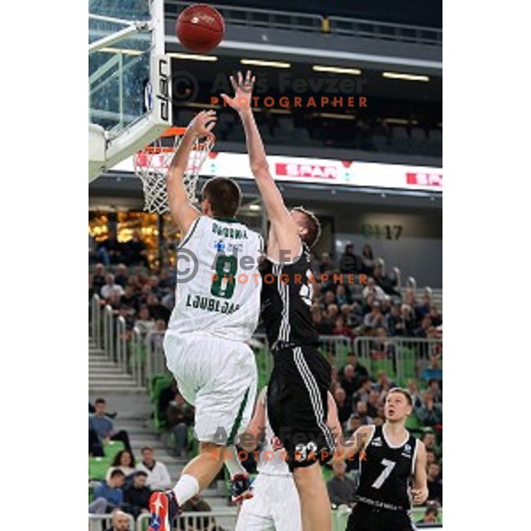 Jaka Brodnik of Union Olimpija in action during EuroCup basketball match between Union Olimpija Ljubljana (SLO) and VEF Riga (LAT), played in Stozice, Ljubljana, Slovenia on December 17, 2014