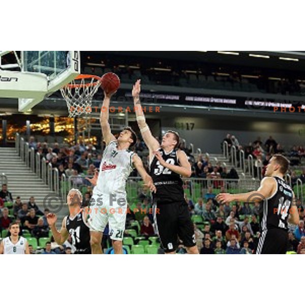 Blaz Mahkovic of Union Olimpija in action during EuroCup basketball match between Union Olimpija Ljubljana (SLO) and VEF Riga (LAT), played in Stozice, Ljubljana, Slovenia on December 17, 2014