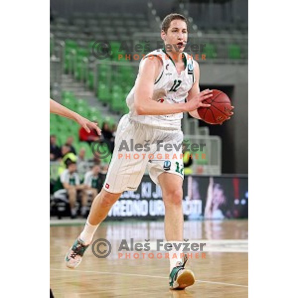 Vasilije Vucetic of Union Olimpija in action during EuroCup basketball match between Union Olimpija Ljubljana (SLO) and VEF Riga (LAT), played in Stozice, Ljubljana, Slovenia on December 17, 2014