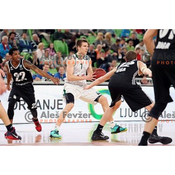 Gregor Hrovat of Union Olimpija in action during EuroCup basketball match between Union Olimpija Ljubljana (SLO) and VEF Riga (LAT), played in Stozice, Ljubljana, Slovenia on December 17, 2014